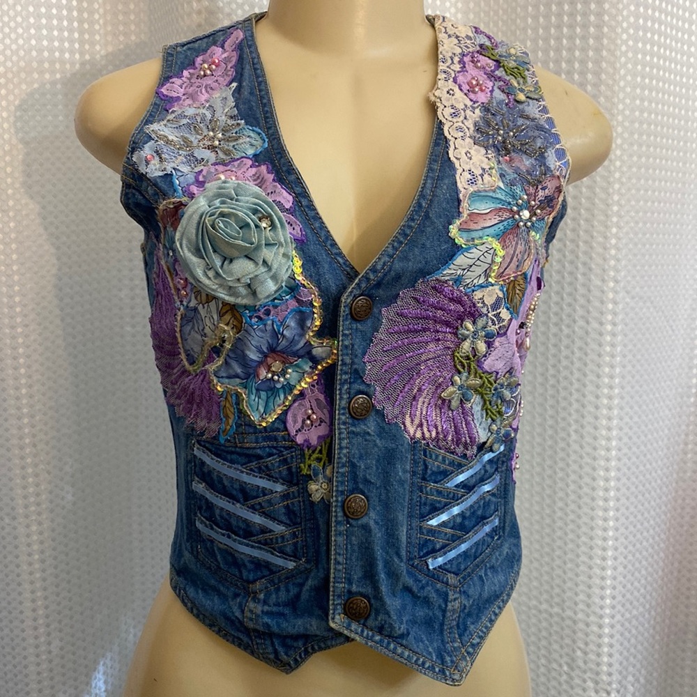 Handmade vintage denim vest